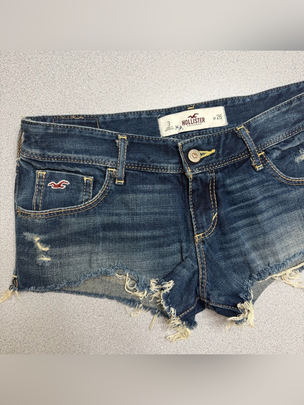 Vintage Y2K Hollister 2000s Denim Booty Micro Short Shorts - Picture 2 of 6